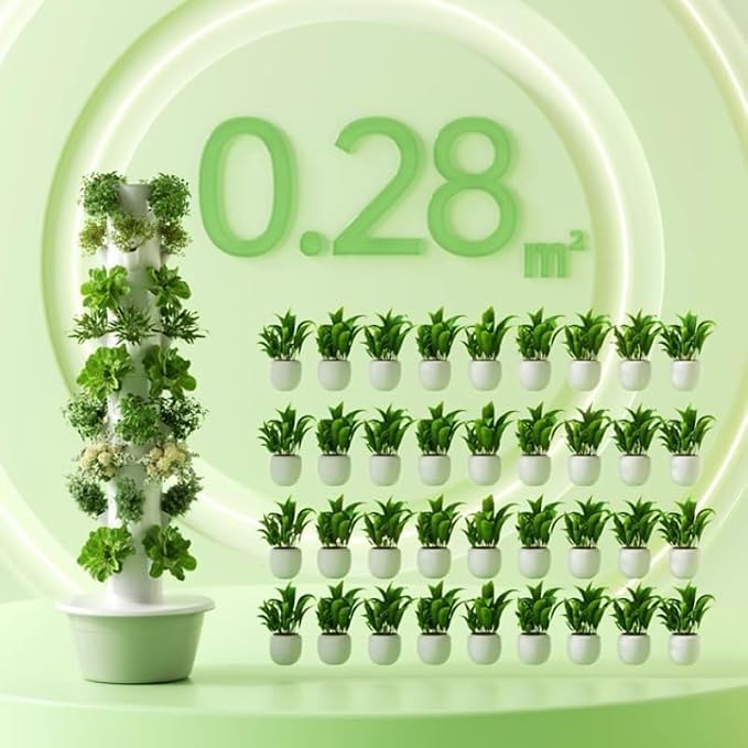 Hydroponic Growing Kit System, Tower Garden Hydroponic Tower with 4 LED Grow Lights, 7 Layer 28 Pots Planter, Indoor Herb Garden Planter for Lettuce, Veggies, and Fresh Greens