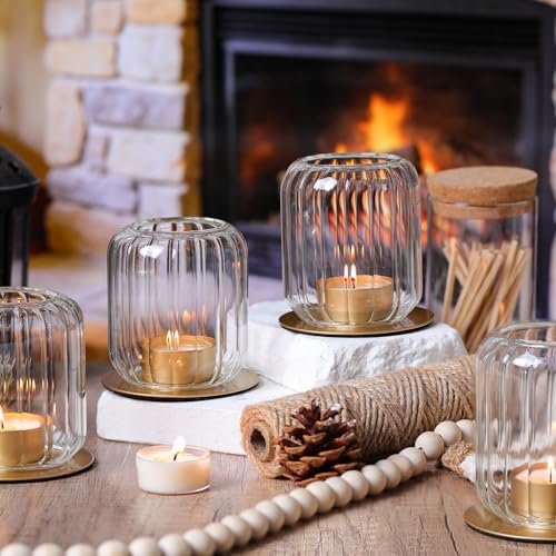 Tealight Candle Holder Set of 2, Clear Votive Candle Holders, Lantern Style - Image 4