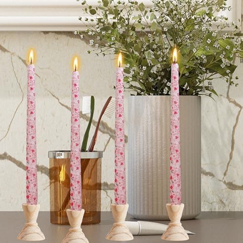 10 inch Long Candle Blue Quicksand Taper Candles Printed Candlestick Handmade Unscented Taper Candle 4 Pack Smokeless Tapered Candles for Home Dinner Wedding Holiday - Image 5