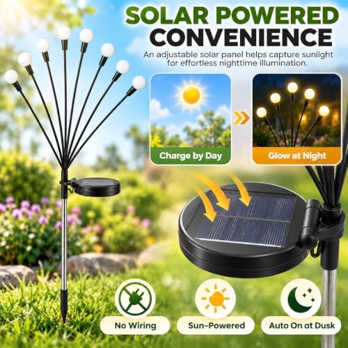 4 Pack Solar Garden Lights, 32 LED Firely Lights Outdoor - Image 6