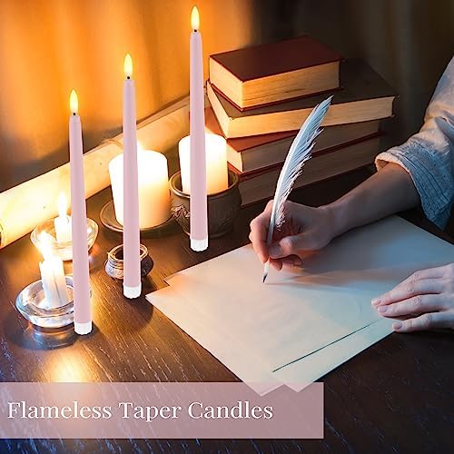 Macarrie 24 Packs Flameless Taper Candles Battery LED 11",Pink - Image 6