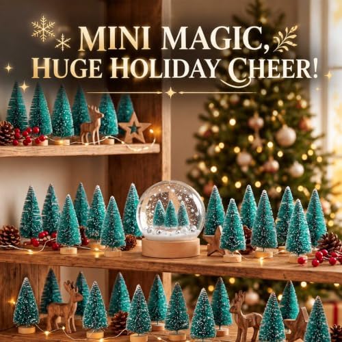 Sumind 96 Pcs Mini Bottle Brush Trees Small Christmas Trees, Light Green - Image 4
