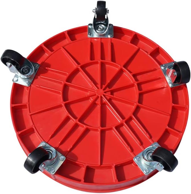 ELAFROS 30 Gallon and 55 Gallon Heavy Duty Plastic Drum Dolly – Durable Plastic Drum Cart 900 lb. Capacity- Barrel Dolly with 5 Swivel Casters Wheel,Red