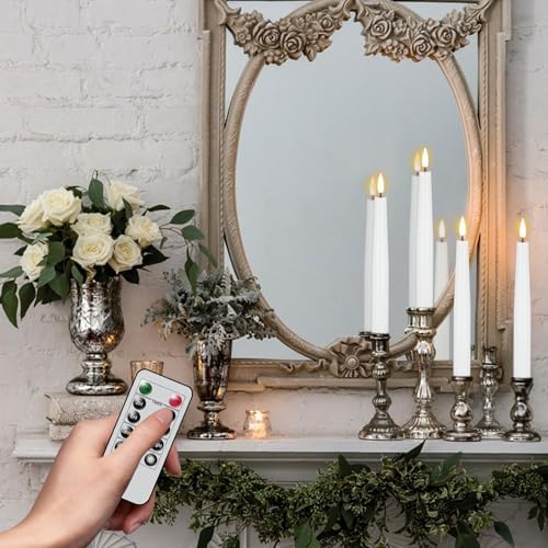 Flameless Taper LED Candles Battery Operated with Remote Timer, White - Image 7