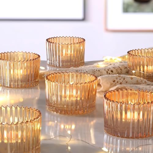 24 Pcs Large Tea Light Holders, Gold Glass Votive Candle Holders - Image 4