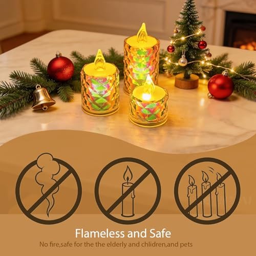 24 Pack Crystal Candle Lights,Battery Operated Candle,100+Hours Fake Electeic LED Tea Lights for Votive,Centerpiece Table Decorations - Image 2