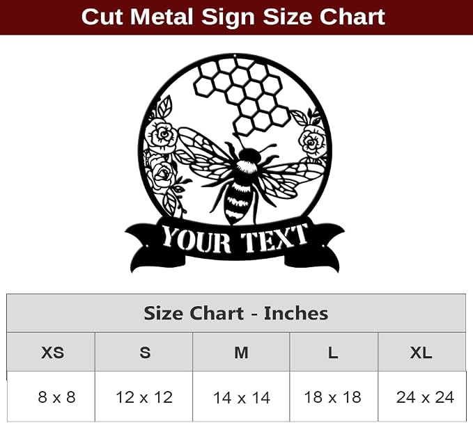 MeMate Garden Sign to Personalize, Bee Farm Sign, Custom Name Sign Metal for Bee Lovers, Bee Garden Art Decorations, Personalized Bee Farm Sign, 8-24 inches Large Metal Sign, Gift for Beekeeper