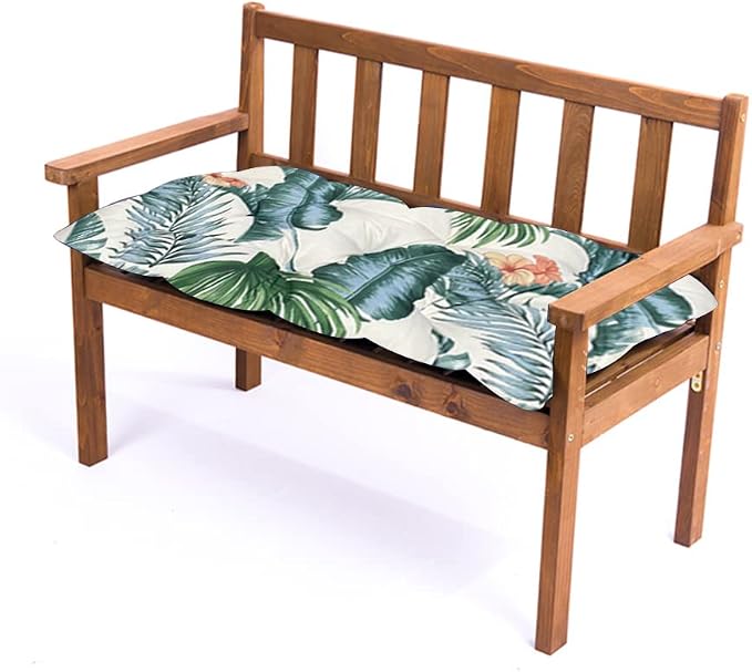 Srutirbo Indoor Outdoor Bench Cushion, Waterproof Swing Cushion Seat Chair Replacement Pads Pillow for Lounger Garden Furniture Patio Metal Wooden (Leaf, 59 * 20inch)