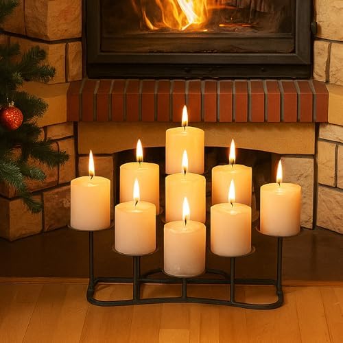smtyle Black Fireplace Candelabra, 9 Candle Holders for Pillar Candles - Image 4
