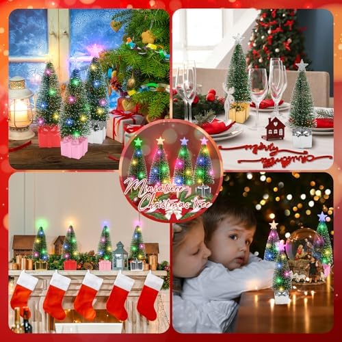 Mini Christmas Tree with Lights, 4 Pack Tabletop Christmas Tree with LED Lights for Indoor Christmas Decorations Holiday Party Ornagment, Christmas Centerpieces for Tables New Year Decoration(4) - Image 5