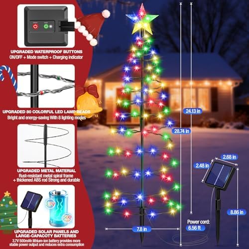24" Spiral Solar Christmas Tree Outdoor Decorations 4 Pack - Image 5