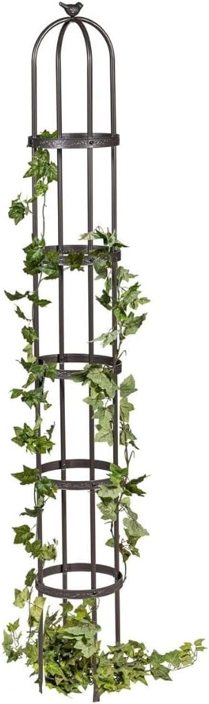 Evergreen 7 ft Garden Trellis for Climbing Plants Outdoor Metal Garden Obelisk, Indoor Plant Trellis for Potted Plants & Heavy Vines Support, Bronze