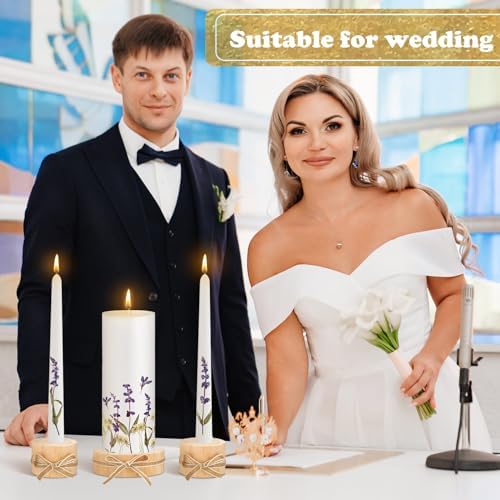Irenare Unity Candles for Wedding Ceremony with Holder,Flower - Image 4