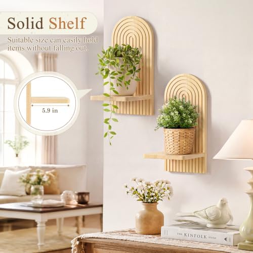 VIS'V Wall Mount Candle Sconces, Wooden Candle Holder Decor, Natural, 2 Pcs - Image 3