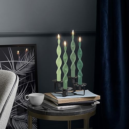 10 Inches Spiral Taper Candles Colorful Twisted Candle Dripless Long Candles, Handmade Candlesticks for Wedding Dinner Decor, Set of 4(Gradient Green) - Image 6