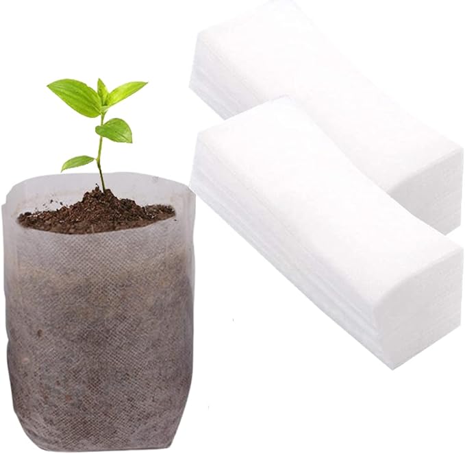 gardtree 400PCS 4.7×5.5 Inch Breathable Plant Grow Bags - Biodegradable Non-Woven Plant Nursery Bags for Seed Starting, Indoor/Outdoor Vegetables, Herbs & Flowers | Easy Transplant, Space Saving