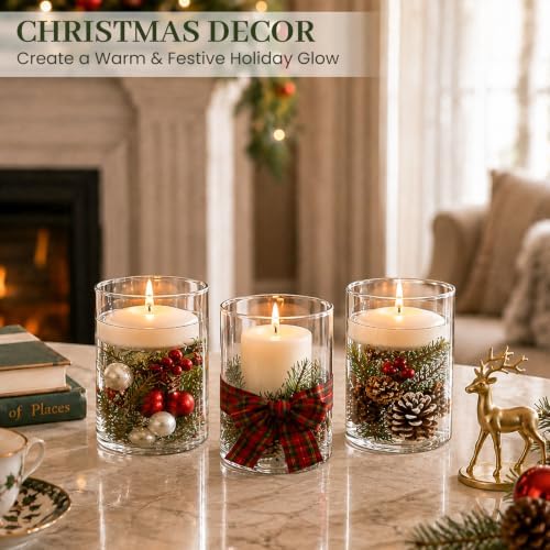 UPBUD 5 Inch Glass Cylinder Vases for Centerpieces, Floating Candle Vases - Image 6
