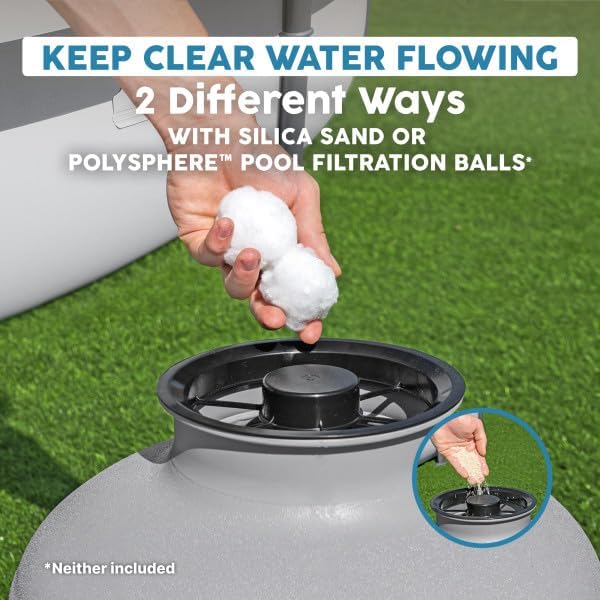 Bestway 3,000 GPH Above Ground Swimming Pool Sand Filter Pump | Compatible with Pools: 300 to 17,600 Gallons, Corrosion-Resistant Tank, Pre-Assembled, Low-Maintenance Pump with Adapters