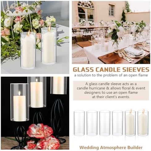 Yaomiao 6 Pcs Hurricane Glass Candle Holders Sleeve, 2.95 x 6 Inch - Image 4