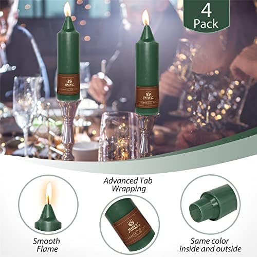 Candlesticks Short Taper Candle,4pcs Dark Green Candle Sticks 5 Inch Unscented Tapered Candle for Home Décor Weddings Holiday Women Gifts,7D4PC-DARKGREEN - Image 4