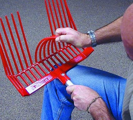 Little Giant® DuraFork Pitch Fork | Polycarbonate Stable Manure Fork with Angled Tines | Red