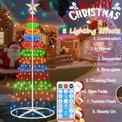 Outdoor Solar Christmas Tree Lights, 4FT Lighted Artificial Cone Tree - Image 3