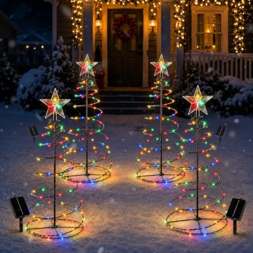4 Pack 29 In Spiral Solar Christmas Tree Lights Outdoor Decoration by Unknown