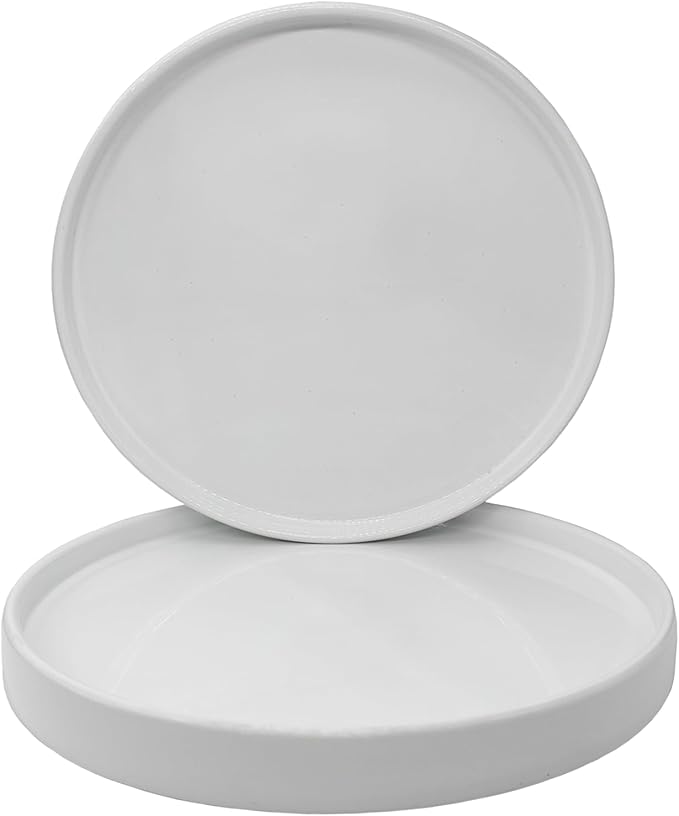 Yukfona Ceramic Plant Saucer Tray 2 Pcs 7 Inch White, 7" OD x6.8 ID x0.9 Deep| Fits Flower pots Bottom≤ 6.8", Heavy Duty Glazed Round Planter Drip with Catch Basin for Indoor Outdoor Plants(7" White)