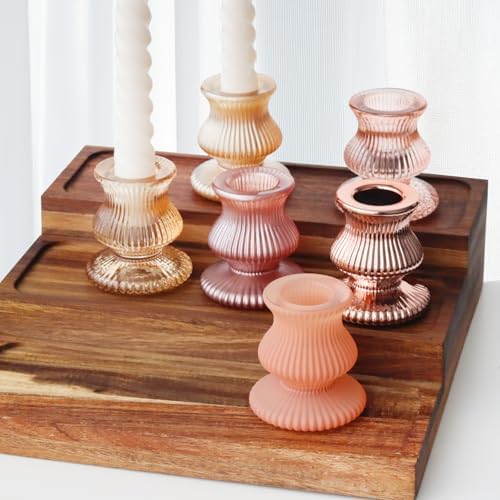 WDHODEC Pink Gold Candlestick Holders 12PCS Glass Taper Candle Holders for Table Centerpiece Colorful Candle Sticks for Spring Wedding, Party and Festival Decoration - Image 2