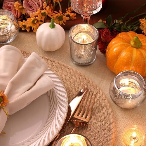 Volens Silver Votive Candle Holders Bulk, Mercury Glass Votives Set of 12 - Image 4