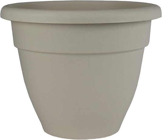 The HC Companies Caribbean Planter Pot - Outdoor & Indoor Plant Pot with Drainage Hole & Plug - Rolled Rim Plastic Pots for Plants & Flowers - Decorative Plant Pot (16" Cottage Stone, Pack of 1)
