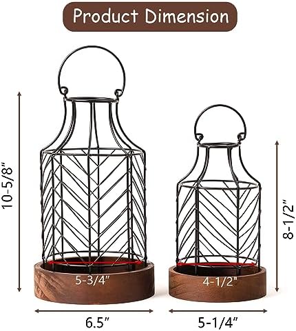 Lanterns Decorative Indoor Rustic Candle Lantern 2Pcs Metal - Image 3
