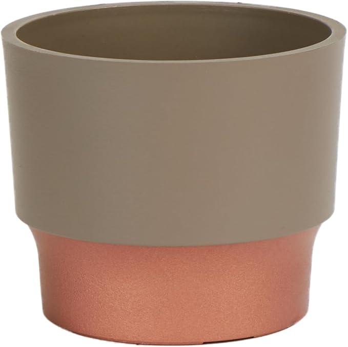 The HC Companies 3 Inch Sprite Mini Succulent Pot 3"x3"x2.50Inch in Artisan Taupe with Copper Bottom Color