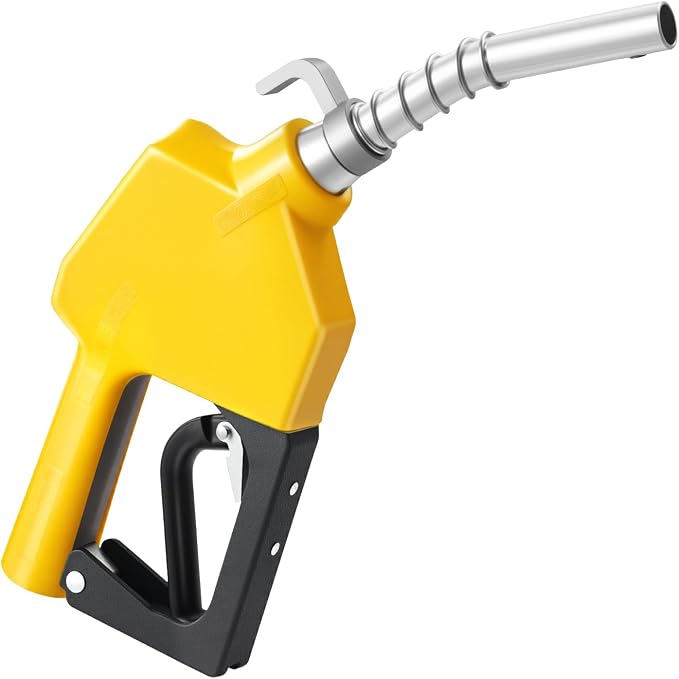 VEVOR 3/4-Inch NPT Automatic Fuel Nozzle, Max Flow Rate 11.8 GPM, Auto Shut Off Diesel Gas Pump Nozzle with 3-Speed Trigger Lock & 0.78 in (OD=20 mm) Spout for Gasoline, Diesel, Kerosene, Yellow