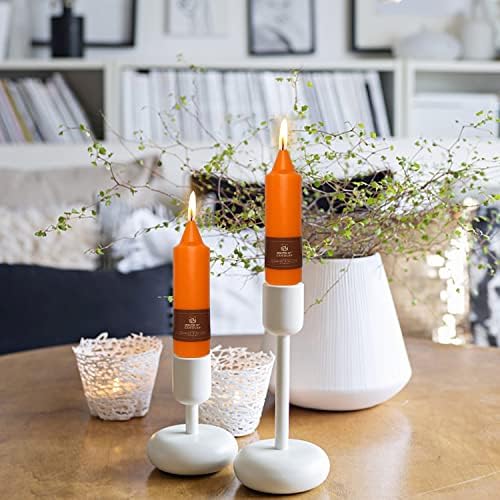 Orange Short Taper Candle Candle Sticks, 5 Inch Mini Pillar Candles, 4PCS Handmade Unscenteds Candlesticks for Festive Halloween Thanksgiving Day Fall Home Decor - Image 5
