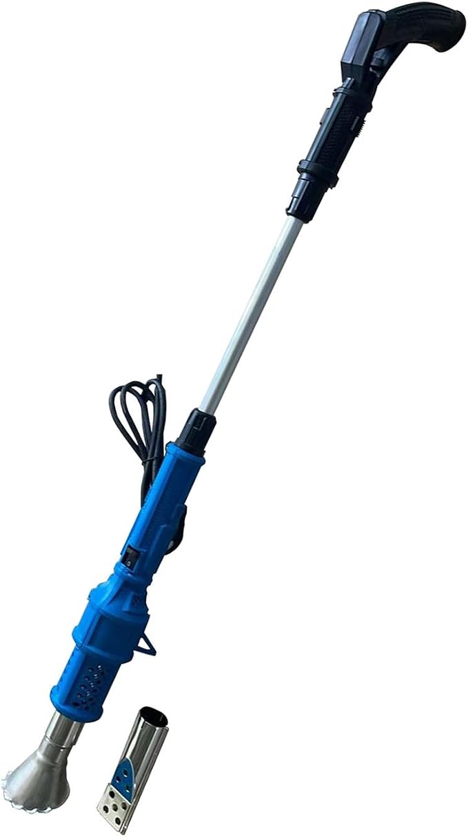 2000W Electric Thermal Weed Burner, 3-in-1 Hot Air Weed Killer with 60-650°C Dual Heat, Fast Airflow Garden Grass Remover, Portable Flame-Free Charcoal Igniter with Nozzles (blue)
