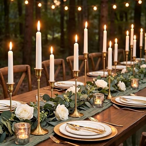 36 Pcs Gold Candlestick Holders, Vintage Metal Candle Holders Taper Candle Stands, Tall Golden Brass Tapered Candle Holder for Wedding Tables Centerpieces Decor - Image 4