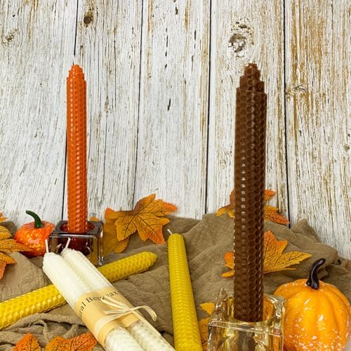 Lacaser Beeswax Taper Candles 14 Pack, 9" Long Candle Sticks, Dripless & Unscented, 4 Hours Burn Time, Fall Colored Candles - Image 5