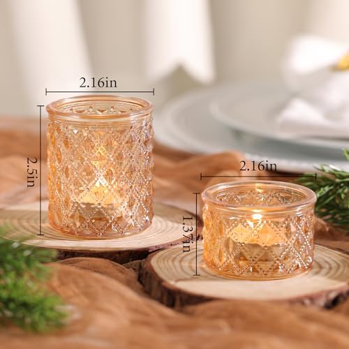 NITIME 24pcs Assorted Gold Votive Candle Holders, Tealight Candle Holders for Table Centerpiece, Green Glass Candle Holder Decor for Wedding, Party & Home Decor - Image 4