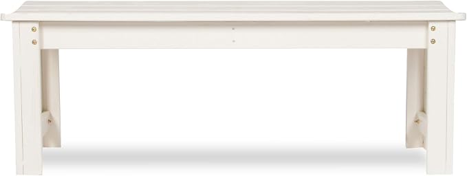 Shine Company Outdoor Wooden Backless Patio Garden Bench, 4 Ft, Eggshell White