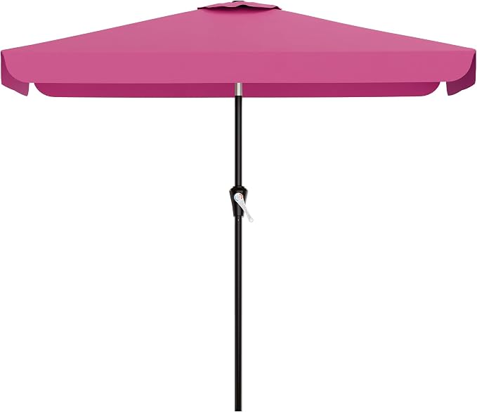 AreShark 6.5 x 10 FT Rectangular Valance Patio Umbrella, Outdoor Umbrella with Tilt and Crank, Market Table Umbrellas W/ 6 Ribs UV Protection for Garden, Deck, Backyard and Pool, Rose Pink