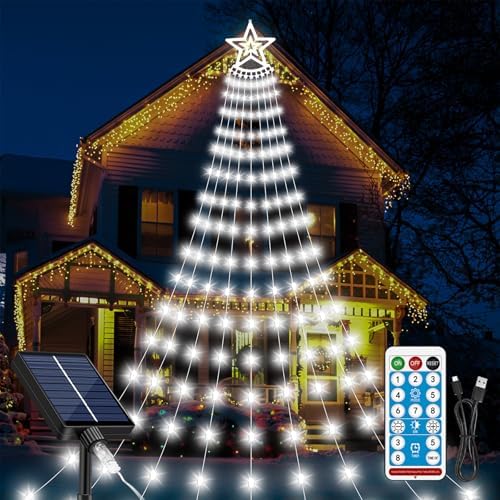 Christmas Star Waterfall Lights, 11.48ft 350LED, Pure White by AMIPEPE