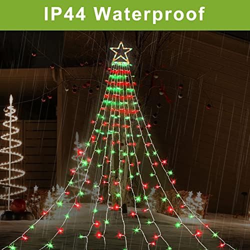 Outdoor Christmas Decorations Star String Lights, 320 LED 11.5 ft Waterfall Tree Lights with 8 Lighting Modes Christmas Star Lights for Indoor Outdoor Yard Home Festival Party Xmas New Year Decor - Image 6