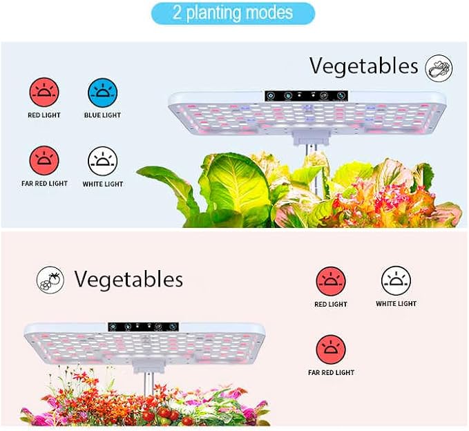 Indoor Hydroponic Garden System, 3-Tier Mobile Growing Cart with LED Lights, Adjustable Shelves, Black (2 Tiers_White)