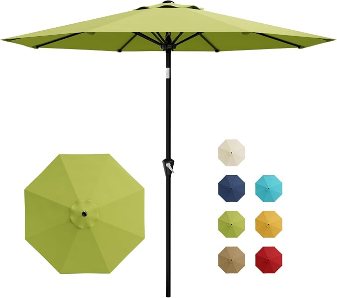 GarveeLife 10FT Umbrella Outdoor Patio, Table Umbrella with Push Button Tilt and Crank, 8 Sturdy Ribs Waterproof UV Protection for Garden, Pool, Deck, Backyard, Market (Fruit Green)
