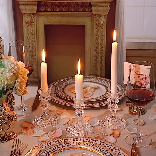 DARJEN Candlestick Holders Set,12Pcs 4" H Taper Candle Holders Bulk, Clear Glass Candle Holders for Wedding, Spring Party, Romantic Dinner, Festival & Windowsill Decor - Image 5