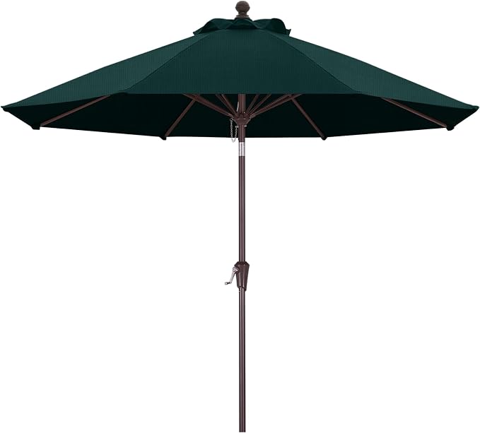 MASTERCANOPY Olefin 5-Year-Non-Fading 9ft Patio Umbrella with Tilt and Crank, Large UV Resistant Outdoor Table Umbrella with 8 Fiberglass Ribs for Deck, Yard & Market, Peacock Blue