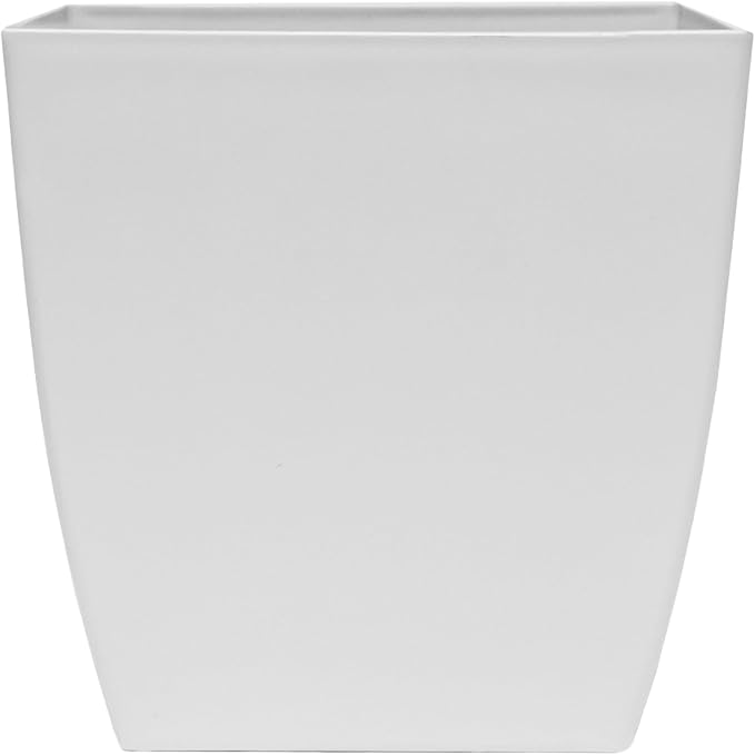 The HC Companies 8 Inch Aria Square Self Watering Planter - Plastic Plant Pot for Indoor Outdoor Plants Flowers Herbs, Matte White