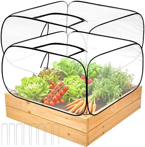 2 Pack Raised Garden Bed Foldable Clear PVC Greenhouse Covers 39"x39"x20" by Unknown