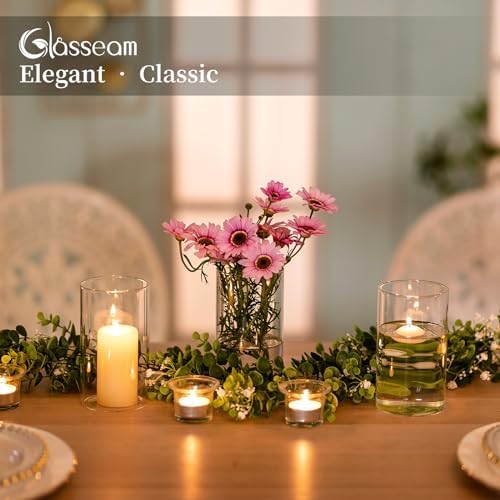 Glasseam Hurricane Glass Candle Holder Set of 6, Cylinder Clear Candle Holders for Pillar Candles, Modern Cylinder Vases for Floating Candles, Vases for Centerpiece Wedding Table Decorations, 6inch - Image 4